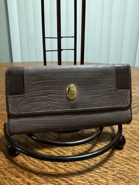 Vintage Mark Cross 1845 Brown Leather Wallet Clutch Made in Italy